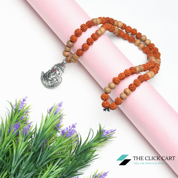 TCC™ Natural Sandalwood & Rudraksha Stainless Steel Shiva Pendant